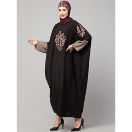 Nazneen front and sleeve embroidery contrast sleeve Kaftan