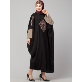 Nazneen front and sleeve embroidery contrast sleeve Kaftan