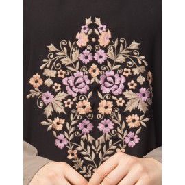 Nazneen front and sleeve embroidery contrast sleeve Kaftan
