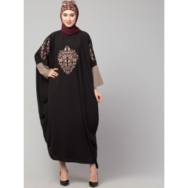 Nazneen front and sleeve embroidery contrast sleeve Kaftan