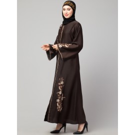 Nazneen Front Open mbroidered Nida Abaya