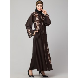 Nazneen Front Open mbroidered Nida Abaya