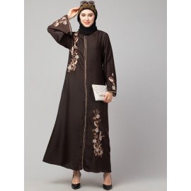 Nazneen Front Open mbroidered Nida Abaya