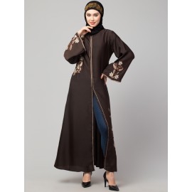 Nazneen Front Open mbroidered Nida Abaya