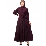 Nazneen Front open gather and frill with belt Casual Abaya