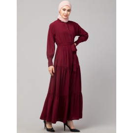 Nazneen Front open gather and frill with belt Casual Abaya