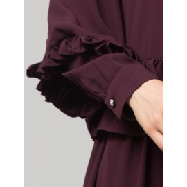 Nazneen Frill at waist shoulder double sleeve flare casual Abaya