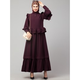 Nazneen Frill at waist shoulder double sleeve flare casual Abaya