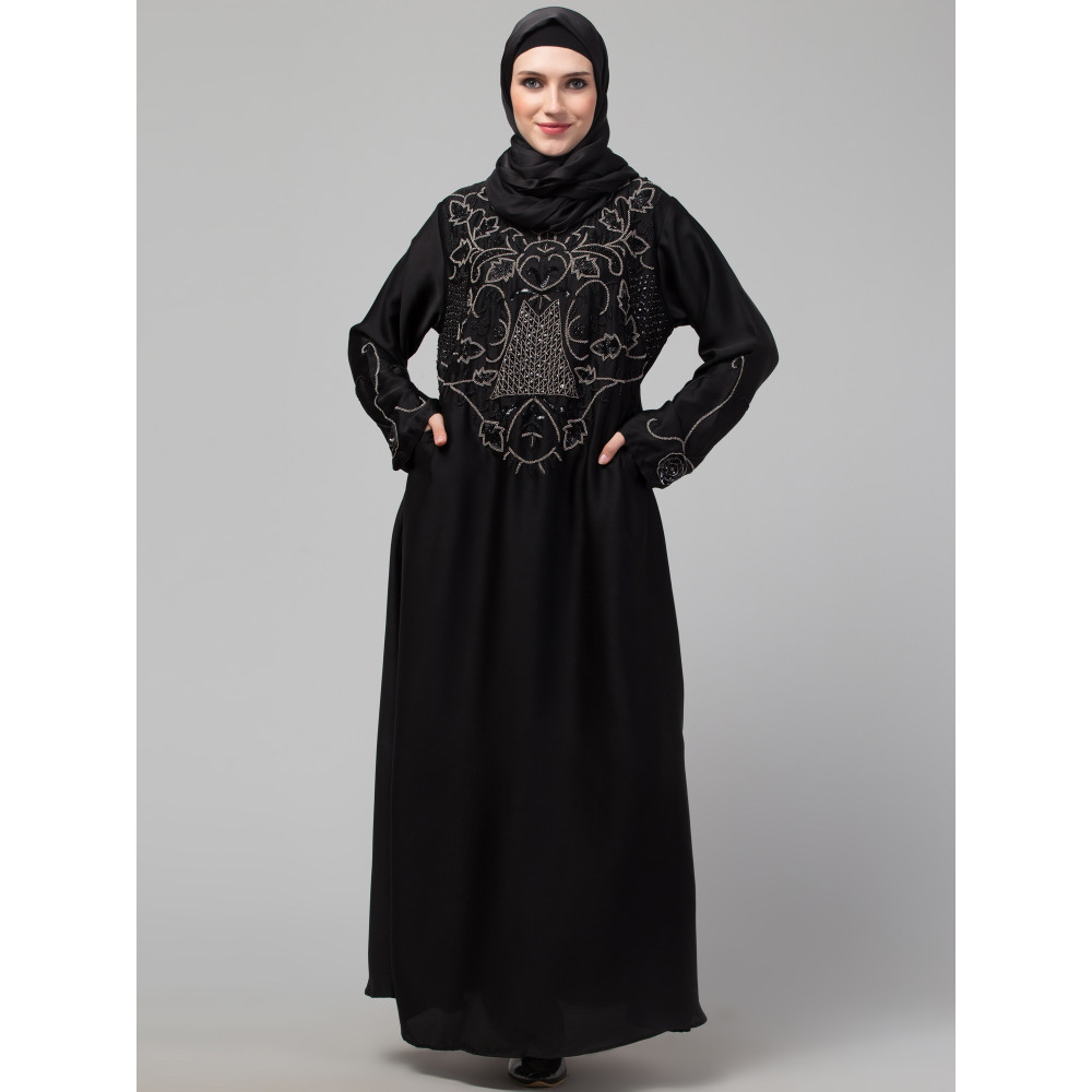 Nazneen hand embroidery a line  party wear Abaya