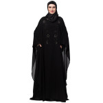 Nazneen double layer stone hand black embroidery party wear butterfly Abaya