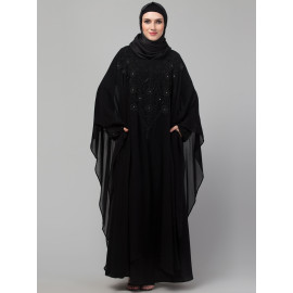 Nazneen double layer hand embroidery party wear butterfly Abaya