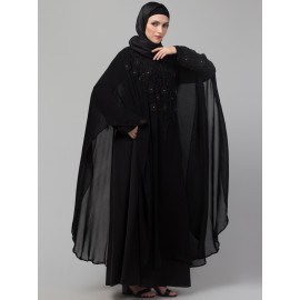 Nazneen double layer hand embroidery party wear butterfly Abaya