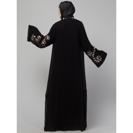 Nazneen double layer aplic embroidery party wear abaya