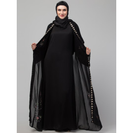 Nazneen double layer aplic embroidery party wear abaya