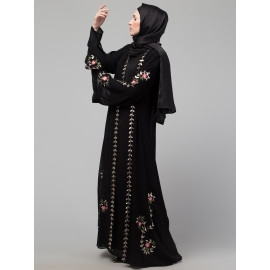 Nazneen double layer aplic embroidery party wear abaya