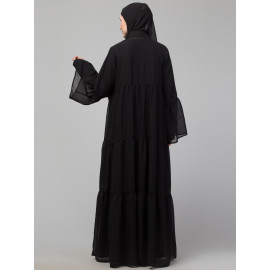 Nazneen double layer gather panels bell sleeve Abaya