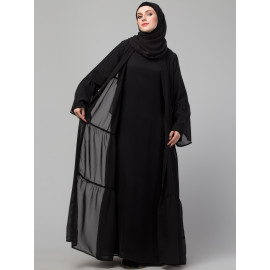 Nazneen double layer gather panels bell sleeve Abaya