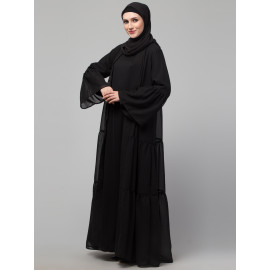 Nazneen double layer gather panels bell sleeve Abaya