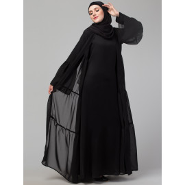 Nazneen double layer gather panels bell sleeve Abaya