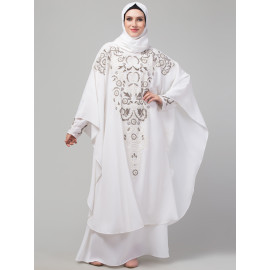 Nazneen hand embroidery at front and sleeve double layer butterfly Party wear Abaya
