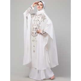 Nazneen hand embroidery at front and sleeve double layer butterfly Party wear Abaya