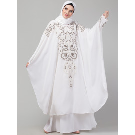 Nazneen hand embroidery at front and sleeve double layer butterfly Party wear Abaya