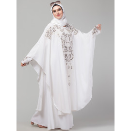 Nazneen hand embroidery at front and sleeve double layer butterfly Party wear Abaya