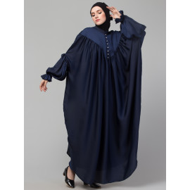 Nazneen Yoke and Gathered Front and Back Pleated sleeve Free size Kaftan abaya