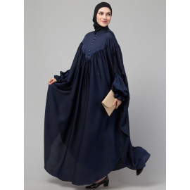 Nazneen Yoke and Gathered Front and Back Pleated sleeve Free size Kaftan abaya