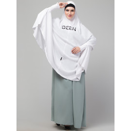  Nazneen Islamic Calligraphy printed  stretchable Jersey smoking at  sleeve  Jilbab cum prayer khimar Hijab