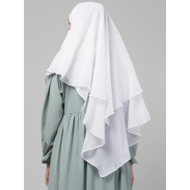 Nazneen White Triangle tow layers tie at back Ready to wear Hijab cum Naqab