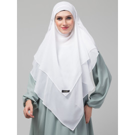 Nazneen White Triangle tow layers tie at back Ready to wear Hijab cum Naqab