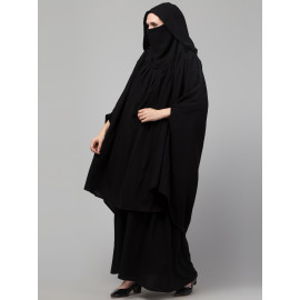 Nazneen Two piece Gathered at neck with hood and attached nosepeice Khimar and abaya