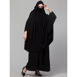 Nazneen Two piece Gathered at neck with hood and attached nosepeice Khimar and abaya