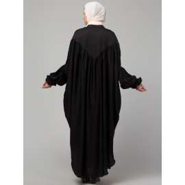 Nazneen Yoke and Gathered Front and Back Pleated sleeve Free size Kaftan abaya