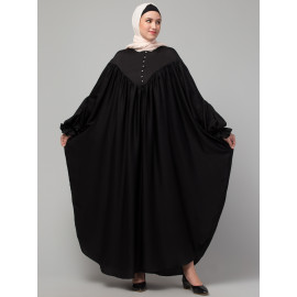 Nazneen Yoke and Gathered Front and Back Pleated sleeve Free size Kaftan abaya