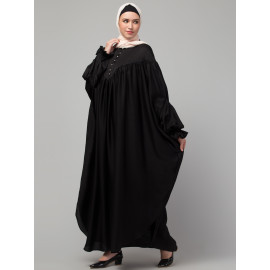 Nazneen Yoke and Gathered Front and Back Pleated sleeve Free size Kaftan abaya