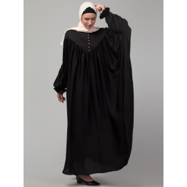 Nazneen Yoke and Gathered Front and Back Pleated sleeve Free size Kaftan abaya