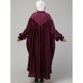 Nazneen Yoke and Gathered Front and Back Pleated sleeve Free size Kaftan abaya