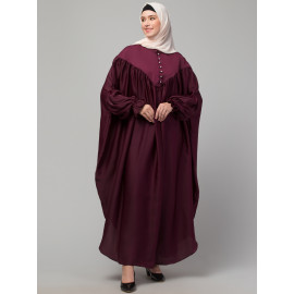 Nazneen Yoke and Gathered Front and Back Pleated sleeve Free size Kaftan abaya