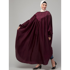 Nazneen Yoke and Gathered Front and Back Pleated sleeve Free size Kaftan abaya