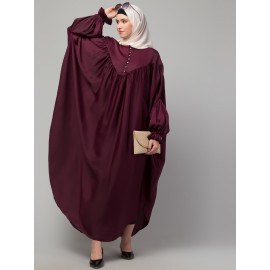 Nazneen Yoke and Gathered Front and Back Pleated sleeve Free size Kaftan abaya