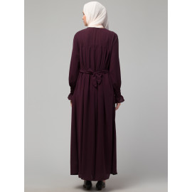 Nazneen Pleats at chest Smoking Sleeve Casual Abaya / Naqab/ Burqa