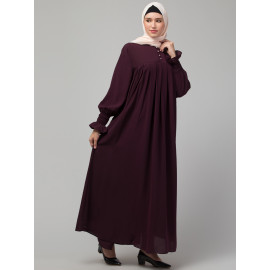 Nazneen Pleats at chest Smoking Sleeve Casual Abaya / Naqab/ Burqa