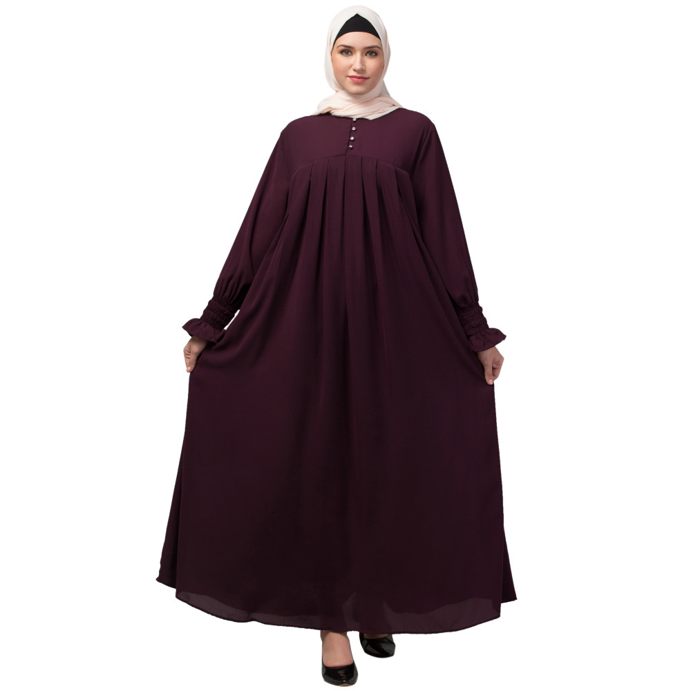 Nazneen Pleats at chest Smoking Sleeve Casual Abaya / Naqab/ Burqa