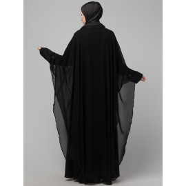 Nazneen  double layer hand black embroidery butterfly Abaya