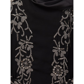 Nazneen double layer stone hand contrast embroidery party wear butterfly Abaya