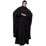 Nazneen double layer hand embroidery with hanging beads party wear butterfly Abaya