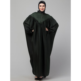 Nazneen Yoke and Gathered Front and Back Pleated sleeve Free size Kaftan abaya