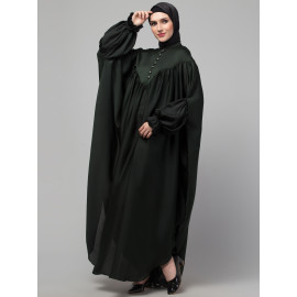 Nazneen Yoke and Gathered Front and Back Pleated sleeve Free size Kaftan abaya